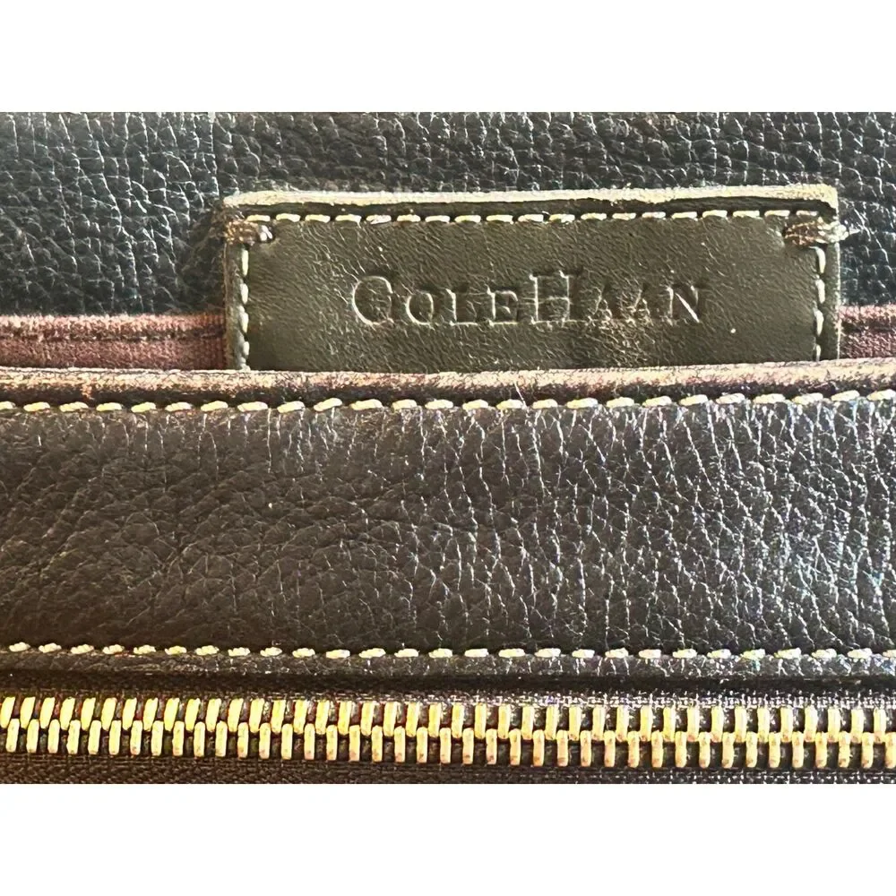 Cole Haan Village Black Leather Messenger Bag Laptop Briefcase Mid-2000s Vintage